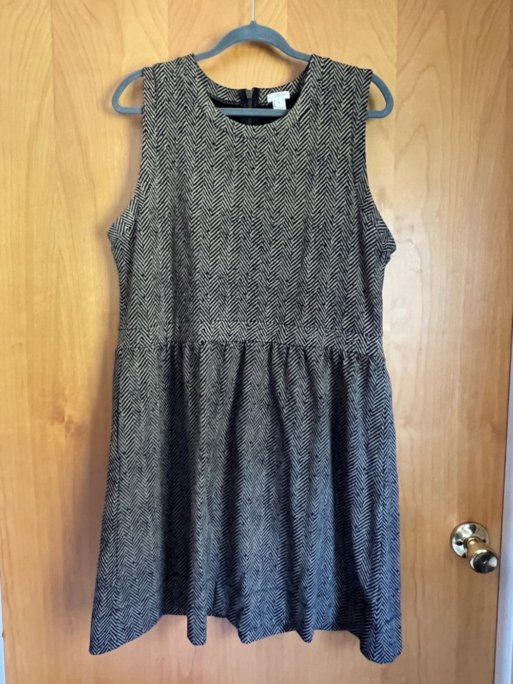 JCREW Factory Sleeveless Herringbone Fit & Flare Dress - Size XL